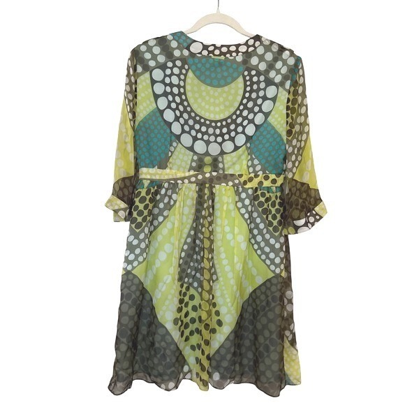 Milly Womens Y2K Mini Dress Retro 60's Style Geometric Polka Dot Mod 100% Silk 8 - Picture 2 of 11